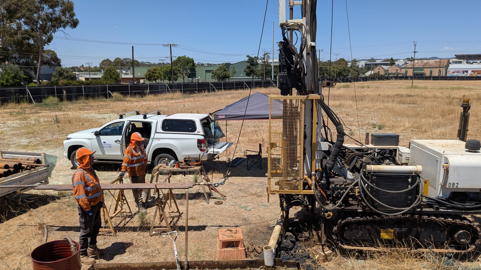 Geotechnical drill rig on site — investigation