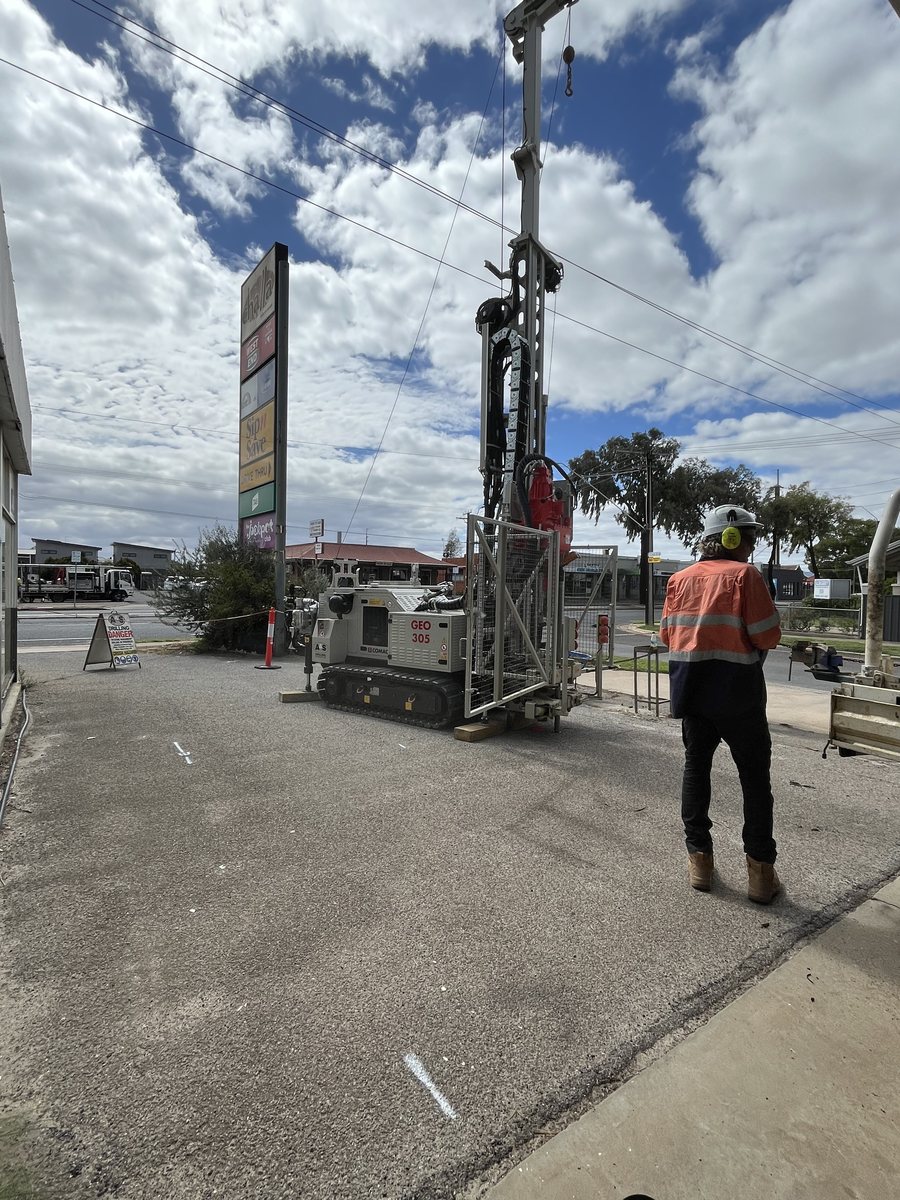 Trilogy engineer supervising drilling operations — Brompton brownfield site