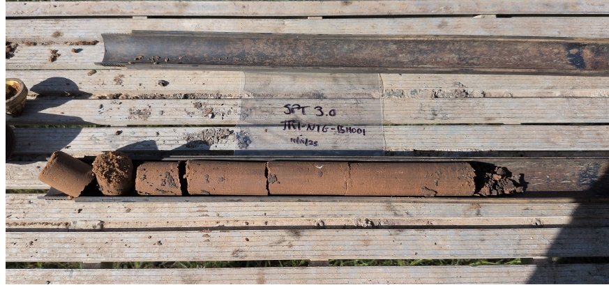 SPT split spoon sample from borehole TRI-NTG-BH001 — alluvial clay at 3 m BGL