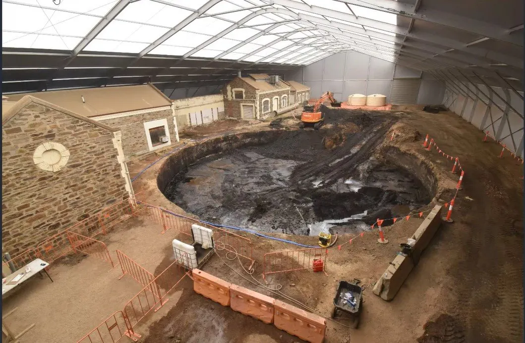 Brompton former gasworks remediation under enclosure tent South Australia