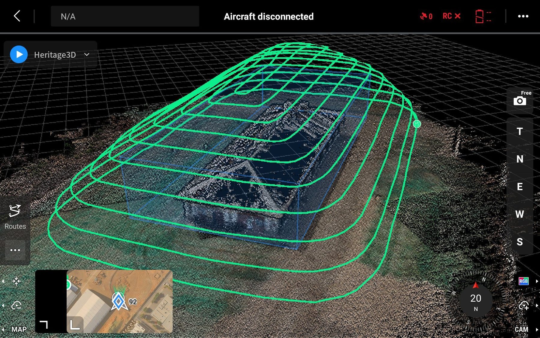 DJI drone 3D orbital mission planning heritage building inspection