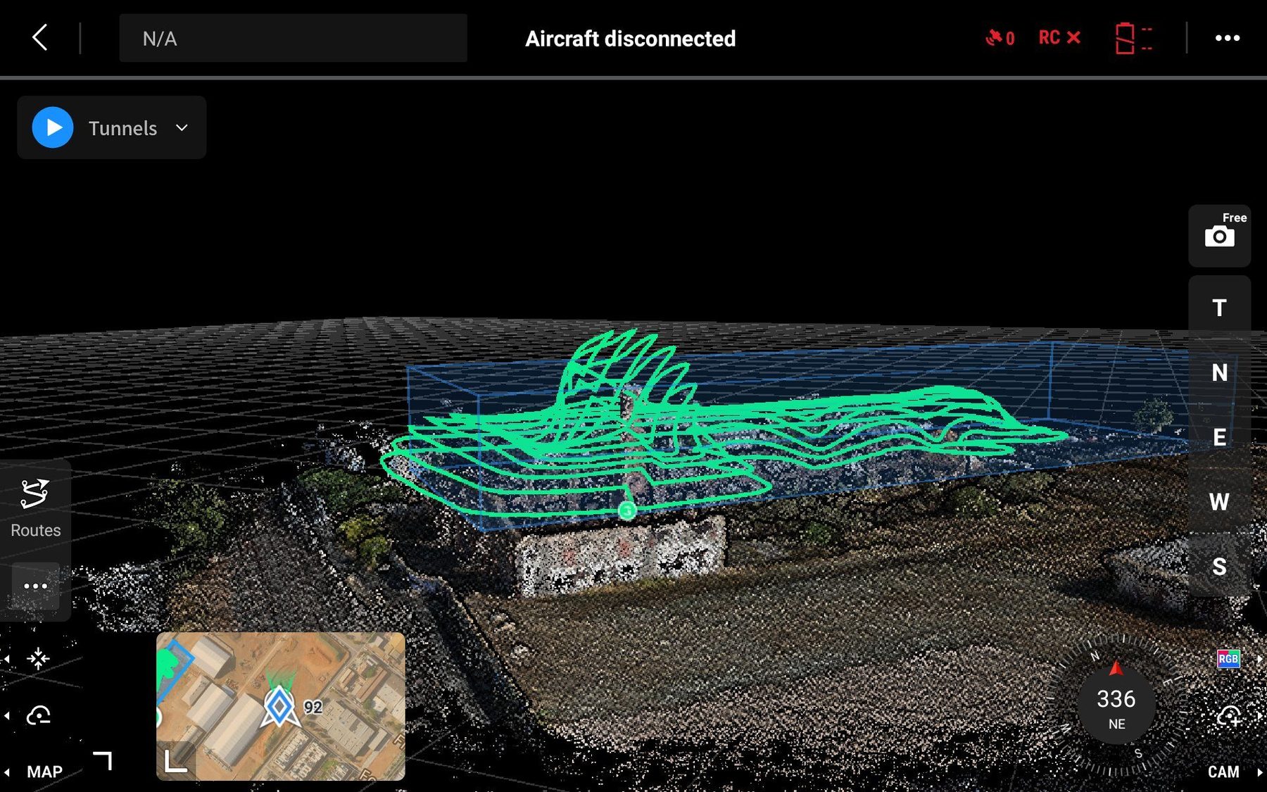 DJI drone tunnel complex terrain mission planning point cloud