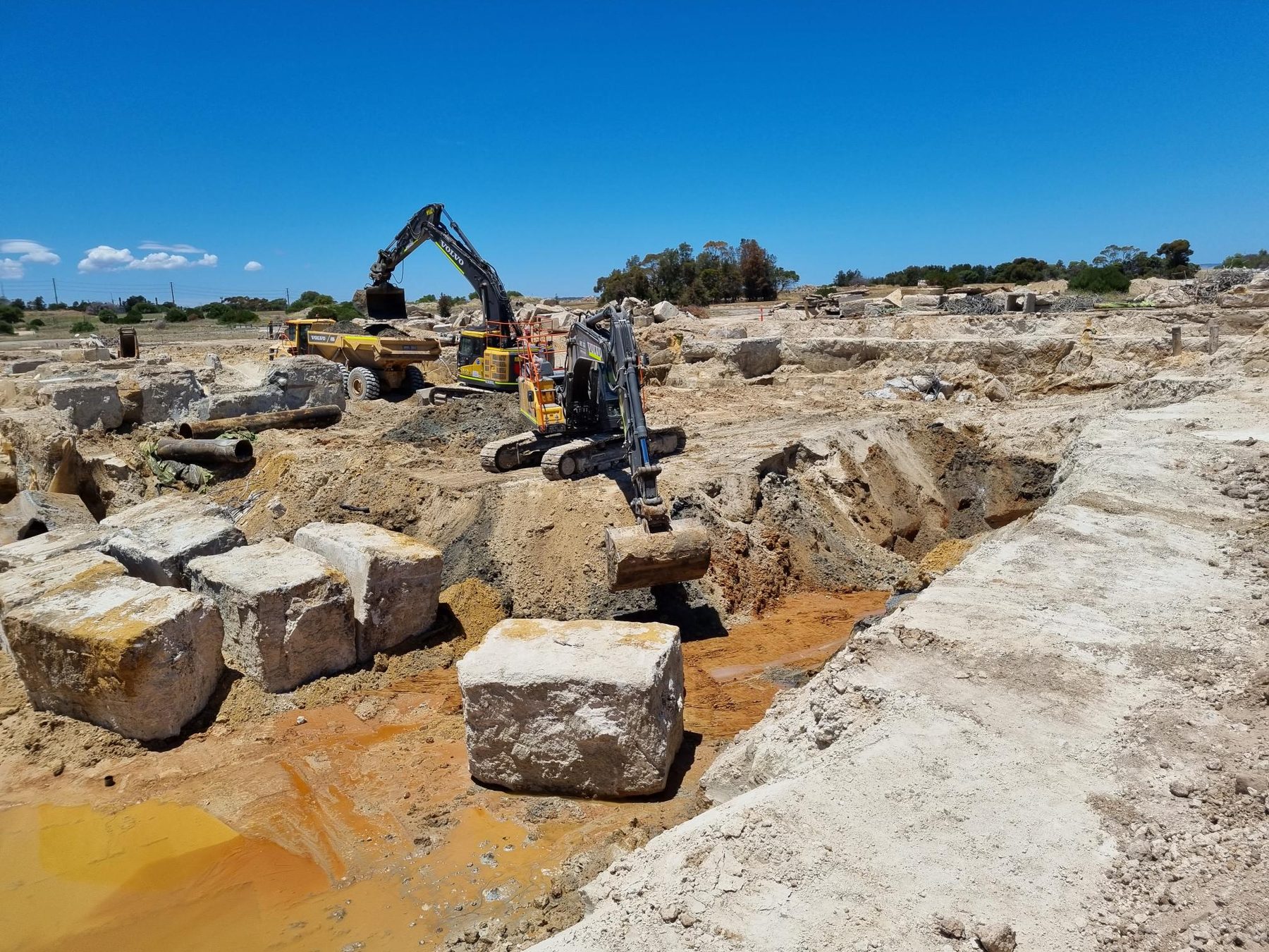 Excavation works at former industrial refinery remediation site