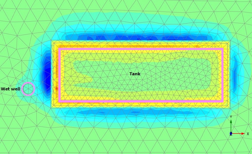 PLAXIS settlement analysis tank wet well groundwater model